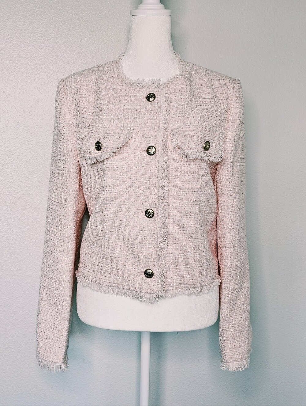 Chanel Classic Pink Tweed Women's Jacket